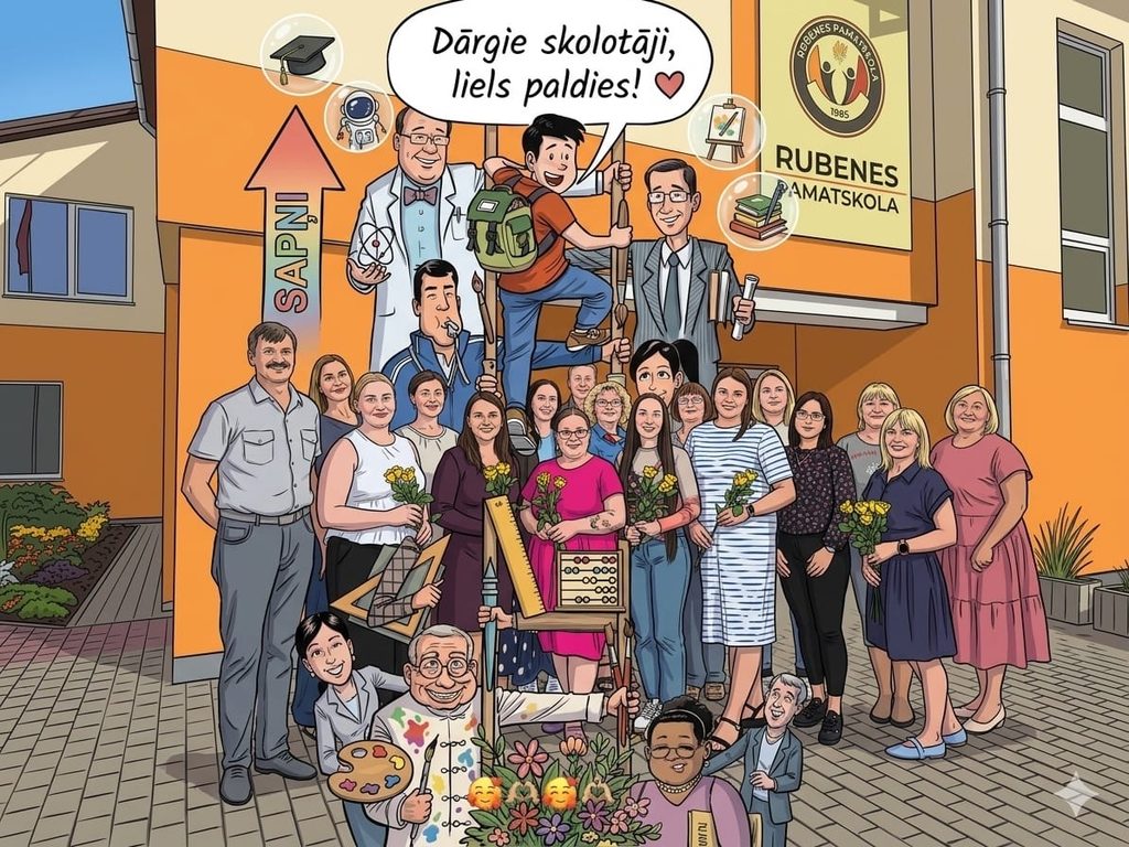 Šodien skolā svinam Skolotāju dienu. (.klases skolēni vadija mācību stundu LIELAJIEM skolēniem un pēc tam arī pārējām klasēm.