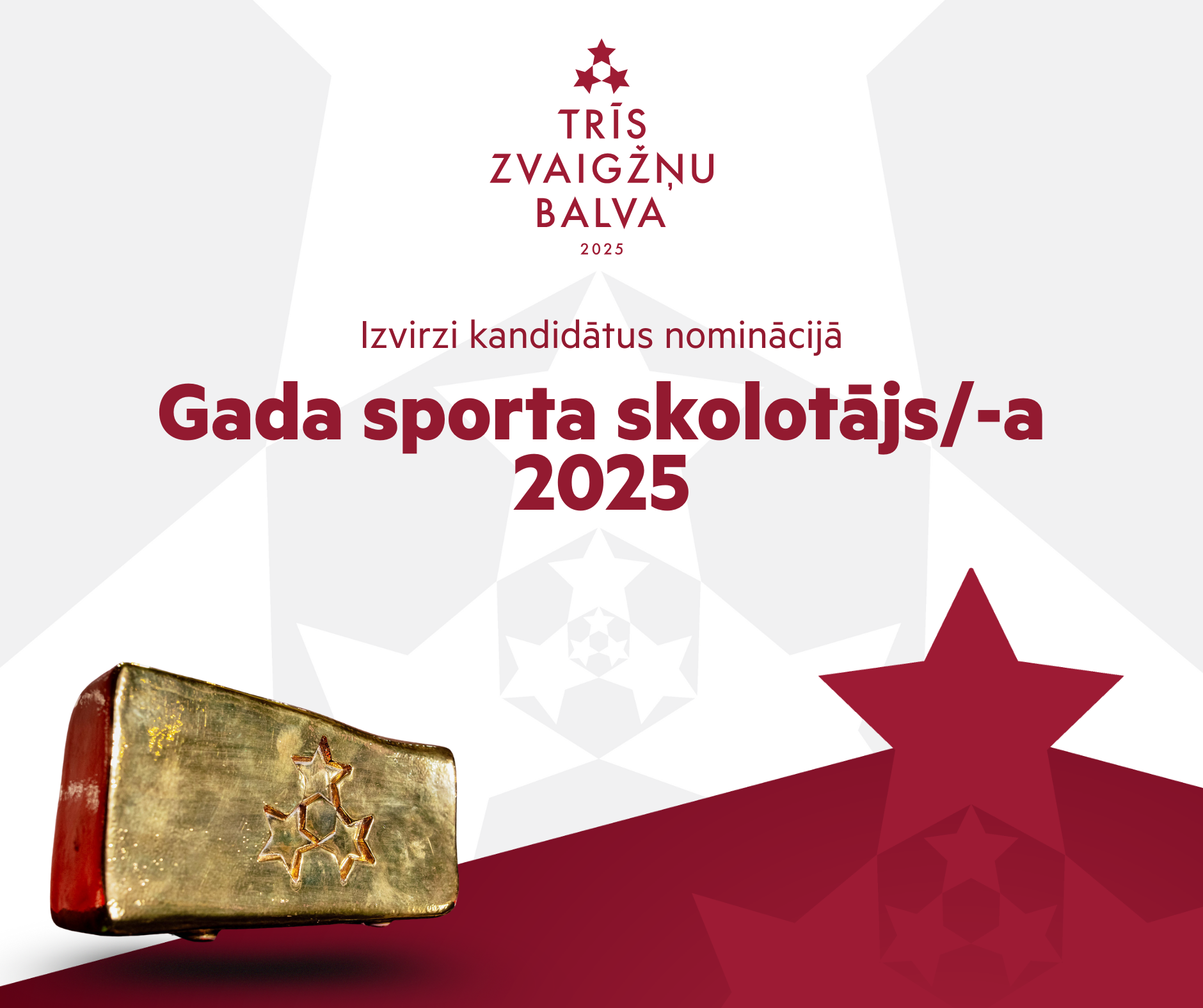 Gada sporta skolotājs vizuālī redzama zelta balva.