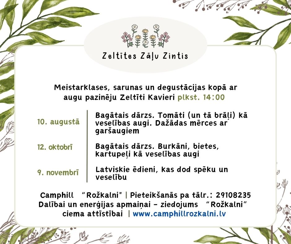 Meistarklases, sarunas un degustācijas kopā ar Zeltīti Kavieri